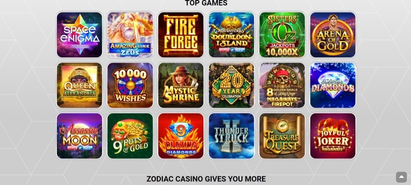 Zodiac Casino Games Preview