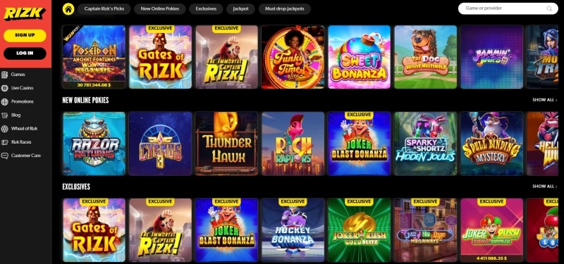 Rizk Casino Games Preview