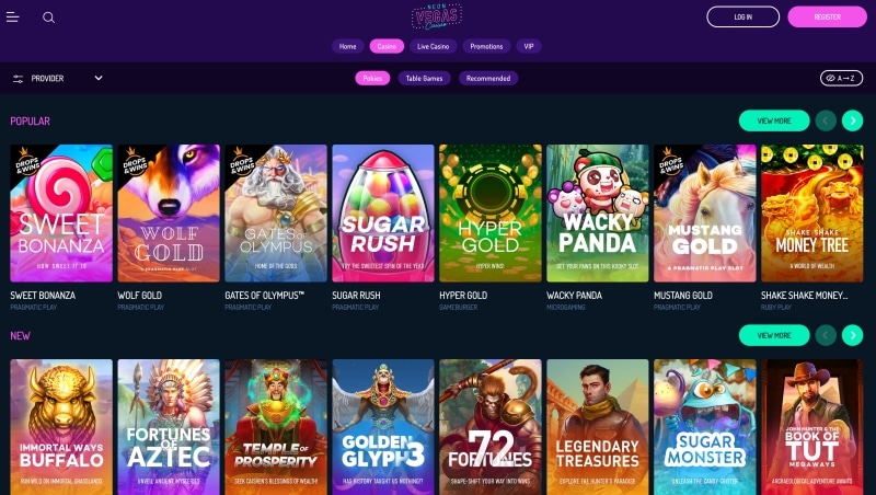NeonVegas Casino Games Preview