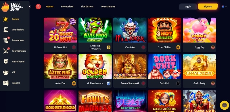HellSpin Casino Games Preview